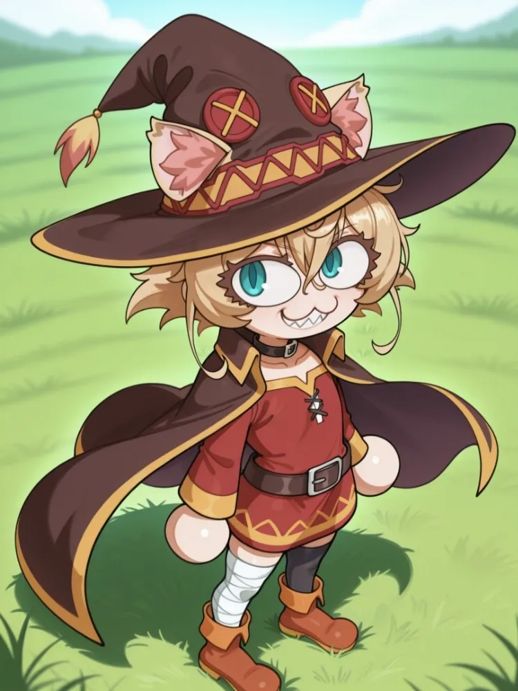 AI Megumin (konosuba) by generatornaya. AI, Anime, crossover, konosuba, Megumin, neuralart, tanya degurechaff, witch girl, youjo senki