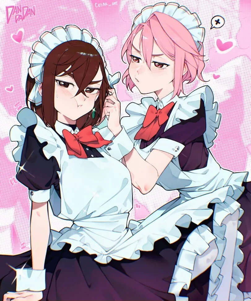 Ayase Momo, Shiratori Aira (dandadan) by cesar art456. Anime, Ayase Momo, dandadan, housemaid, maid, Shiratori Aira