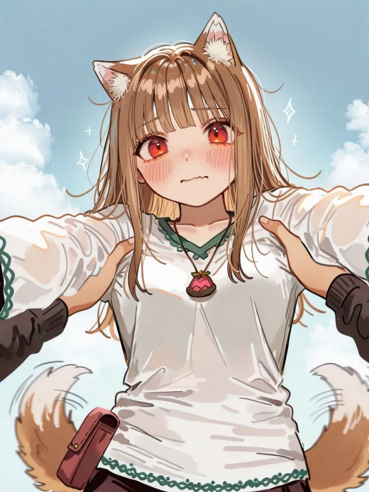 AI Horo (spice and wolf) by generatornaya. AI, Animal Ears, Anime, Anime Ears, Anime Ero, fox girl, foxgirl, Horo, neuralart, spice and wolf