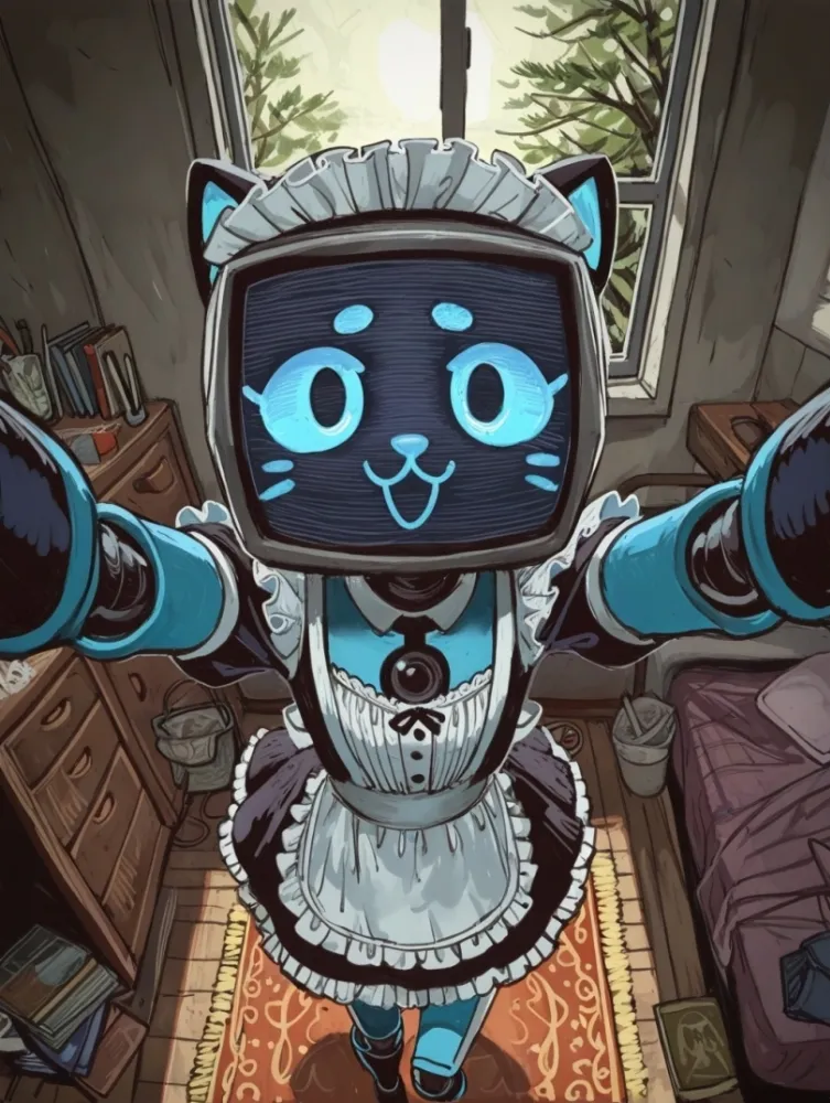 AI housemaid by generatornaya. AI, housemaid, kerfur, maid, neuralart, voices of the void, votv