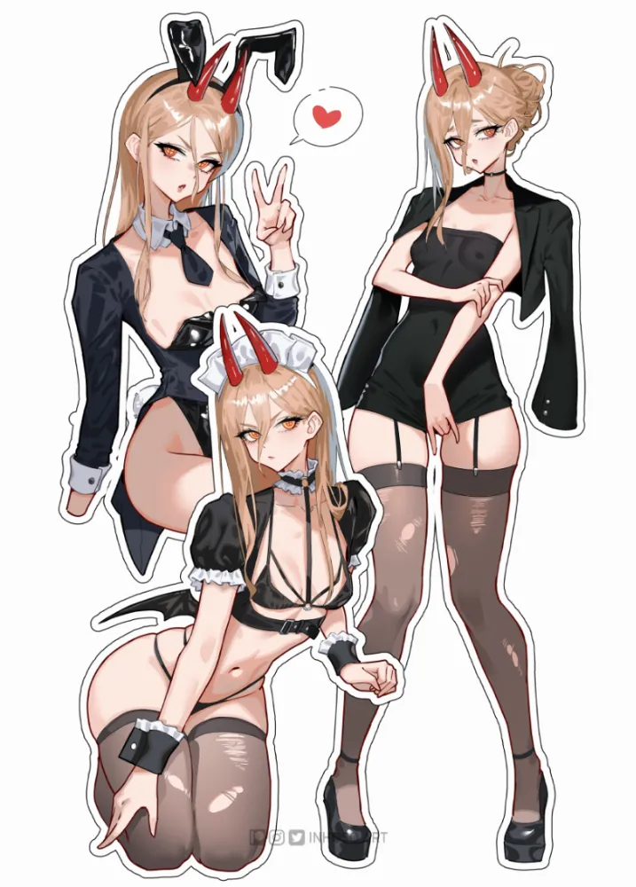 Power (Chainsaw man) by inhoso. Animal Ears, Anime, Anime Ears, Anime Ero, bunny girl, Bunnysuit, Chainsaw man, Demon Girl, devil girl, housemaid, maid, monster girl, Oppai, Power