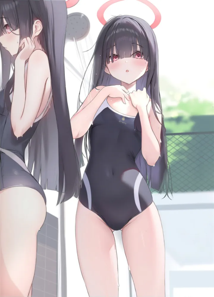 Ichika, Justice Task Force Member (Blue Archive) by houraku. angel girl, Anime Art, anime style, bikini, Blue Archive, ichika, Justice Task Force Member, swimsuit
