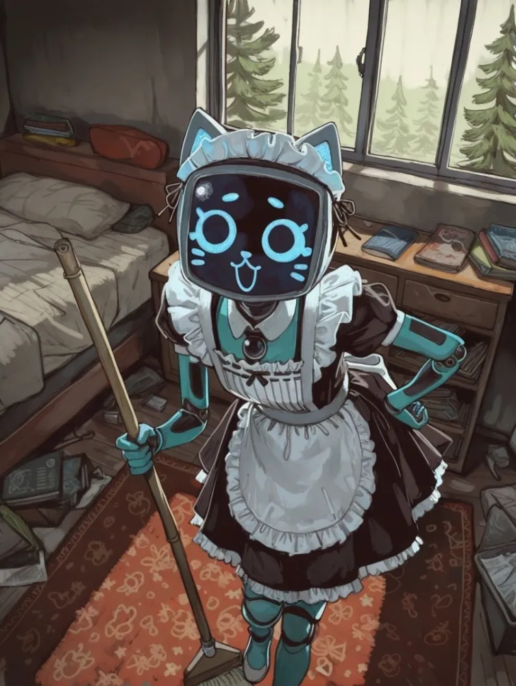 AI housemaid by generatornaya. AI, housemaid, kerfur, maid, neuralart, voices of the void, votv