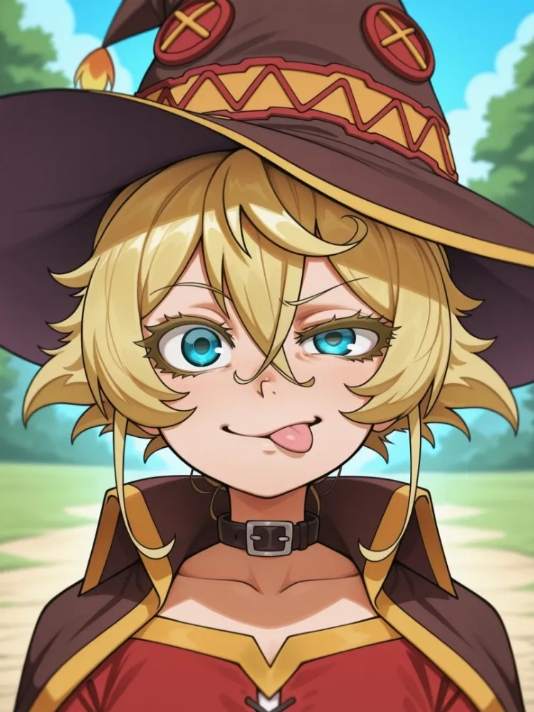 AI Megumin (konosuba) by generatornaya. AI, Anime, crossover, konosuba, Megumin, neuralart, tanya degurechaff, witch girl, youjo senki