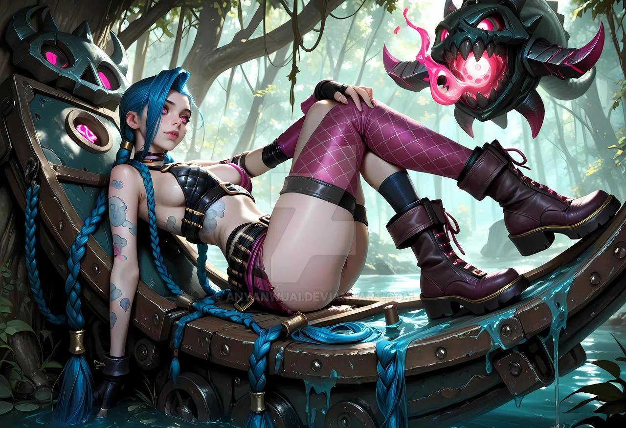 AI Jinx (league of legends) by AnyanwuAI. adoptable, adoptadoptable, AI, AIart, Anime, animefanart, animegirl, beauty, cartoon, characterdesign, digitalart, digitalpainting, exclusiveart, fanart, fantasyart, fantasycharacter, game art, Jinx, jinxfanart, jinxleagueoflegend, jinxleagueoflegends, league of legends, leagueoflegends, lol, magic, neuralart, photography, portrait, sexy, videogamefanart, wallpaper