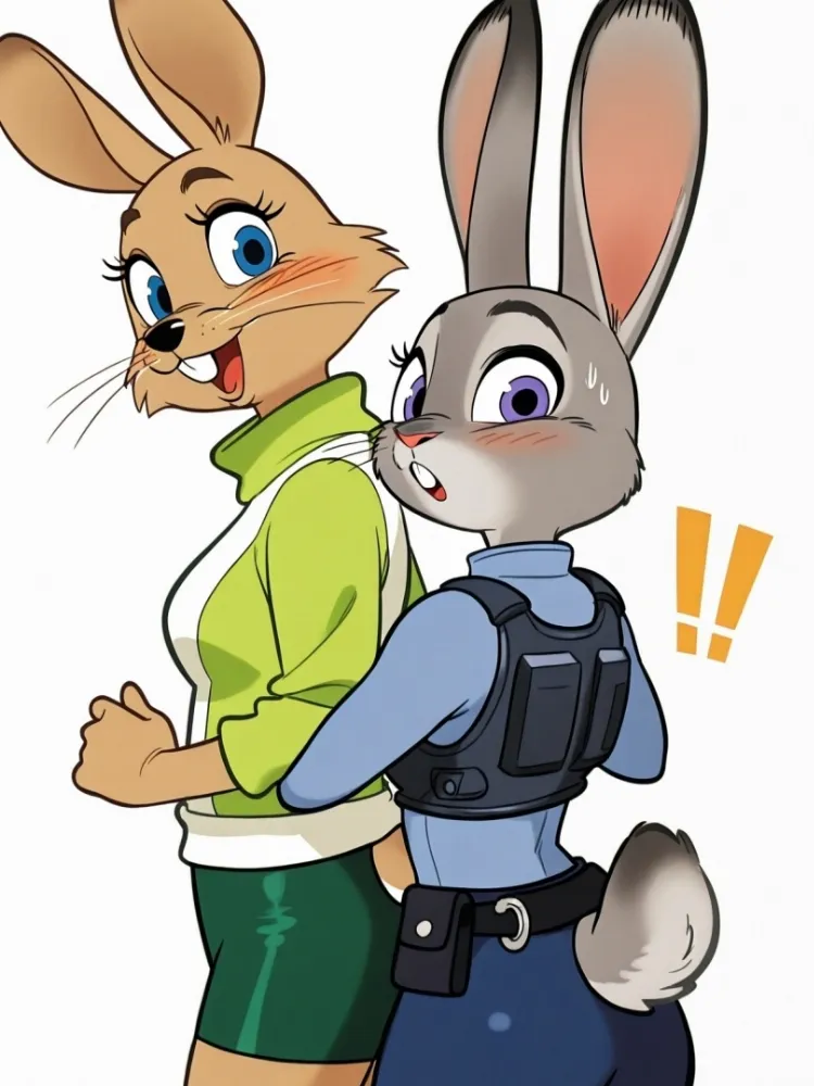AI Judy Hopps, Nick Wilde (zootopia) by generatornaya. AI, Animal Ears, Anime Ears, anthro, anthro ero, bunny girl, bunnygirl, crossover, Judy Hopps, neuralart, Nick Wilde, Rule 63, zootopia, zootopia characters