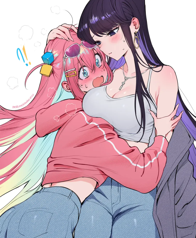 Gotoh Hitori, Shouko Komi (bocchi the rock) by qiandaiyiyu. Anime, bocchi the rock, crossover, Gotoh Hitori, komi-san wa comyushou desu, Megane, Shoujo Ai, Shouko Komi