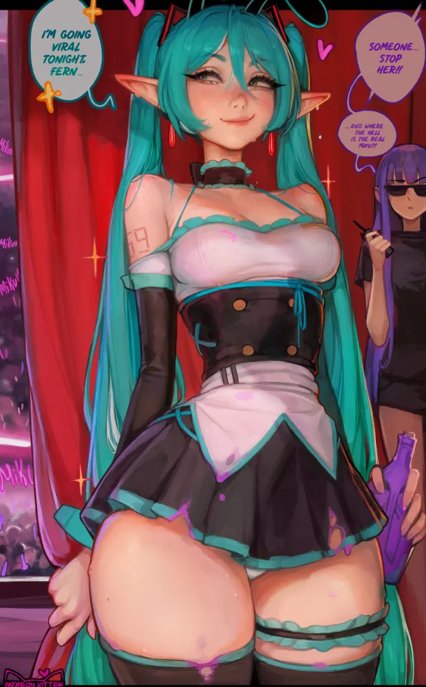 Frieren, Fern (sousou no frieren) by kittew. Animal Ears, Anime, Anime Ears, Anime Ero, bunny girl, bunnygirl, elf, elf girl, fantasy, Fern, Frieren, Hatsune Miku, sousou no frieren, vocaloid, voice synthesizer