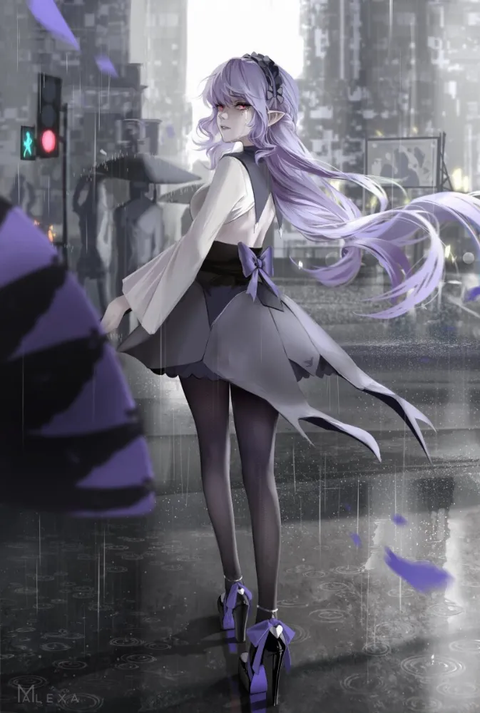 Vivian (zenless zone zero) by M Alexa. Anime Art, anime style, elf, elf girl, elfgirl, fantasy, game art, heels, Vivian, zenless zone zero, zzz
