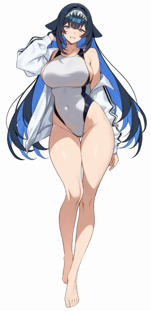 Anime art by Takunomi. Anime, Anime Ero, Anime Ero Swim, AO, Kyonyuu, swimsuit