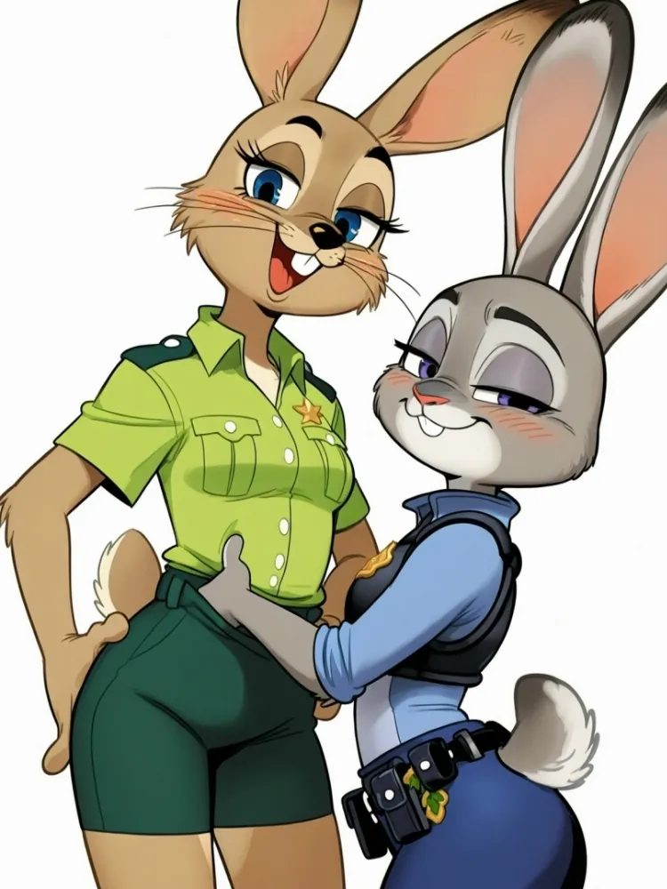AI Judy Hopps, Nick Wilde (zootopia) by generatornaya. AI, Animal Ears, Anime Ears, anthro, anthro ero, bunny girl, bunnygirl, crossover, Judy Hopps, neuralart, Nick Wilde, Rule 63, zootopia, zootopia characters