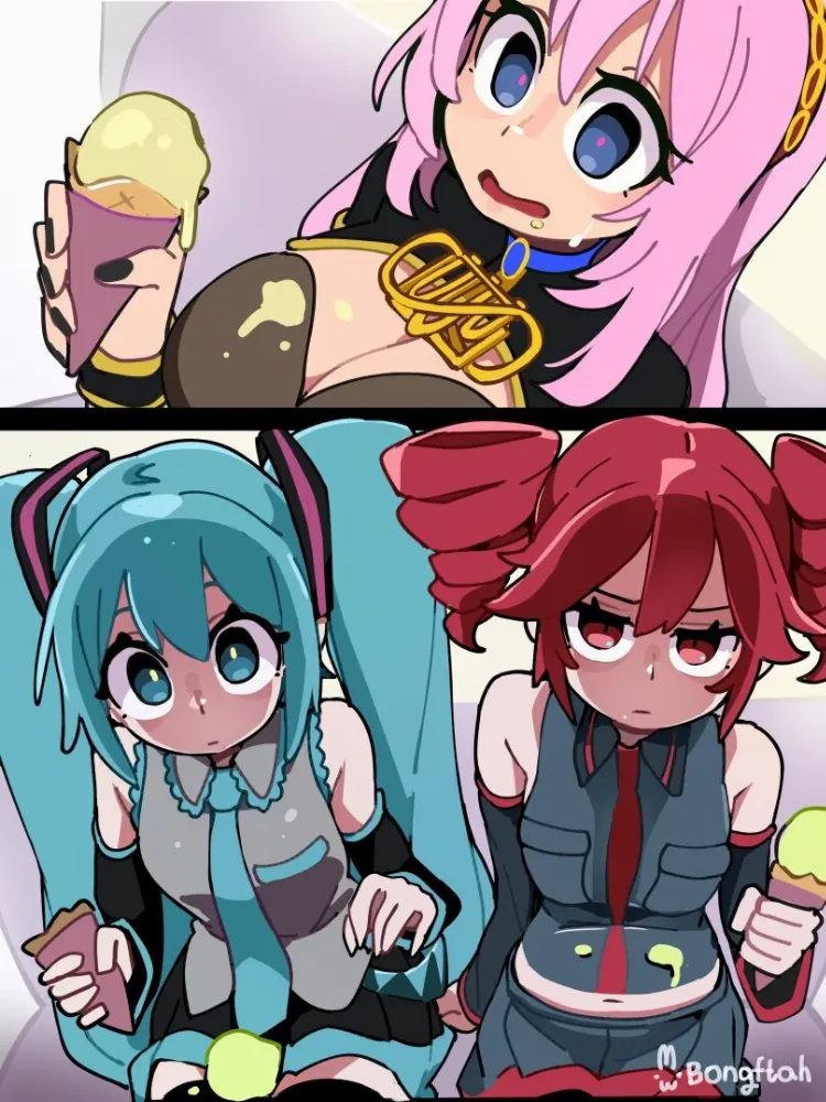 Kasane Teto, Hatsune Miku by BongF. Anime, Hatsune Miku, Kasane Teto, utau, vocaloid, voice synthesizer