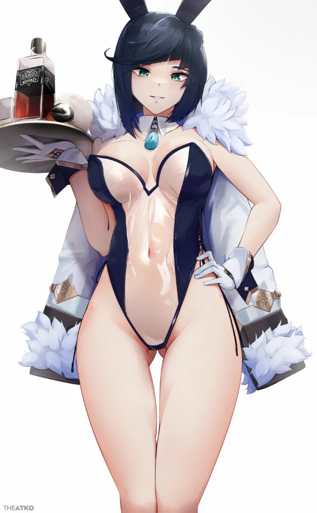 Yelan (Genshin Impact) by Ecrelinf. Animal Ears, Anime Ears, bunny girl, bunnygirl, game art, Genshin, Genshin Impact, the atko, Yelan