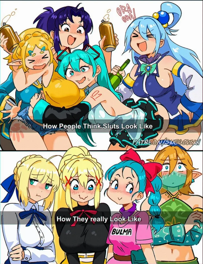 Aqua, Artoria Pendragon, Bulma, Darkness, Hatsune Miku, Link, Misato Katsuragi, Trap Link, Zelda by Snegovski. Anime, Anime Ero, Anime Ero Ass, anime oldschool, Aqua, Artoria Pendragon, Bulma, Darkness, dragon ball, elf, elf girl, Evangelion, fantasy, fate, Hatsune Miku, konosuba, Link, Misato Katsuragi, The Legend of Zelda, Trap Link, vocaloid, voice synthesizer, Zelda