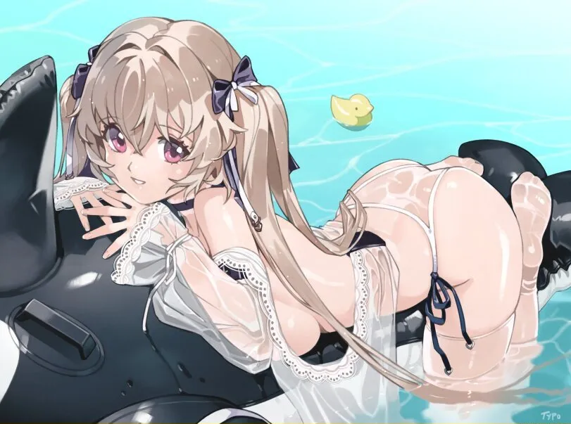 Anchorage (Azur Lane) by OptionalTypo. Anchorage, Azur Lane, bikini, see through, stockings, swimsuit