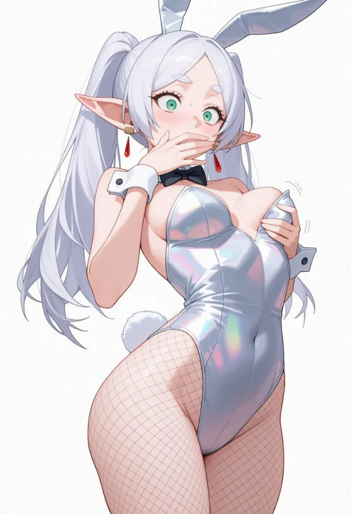 AI Frieren (sousou no frieren) by Heretikka. AI, Animal Ears, Anime, Anime Ears, Anime Ero, bunny girl, bunnygirl, Bunnysuit, elf, elf girl, fantasy, Frieren, neuralart, sousou no frieren