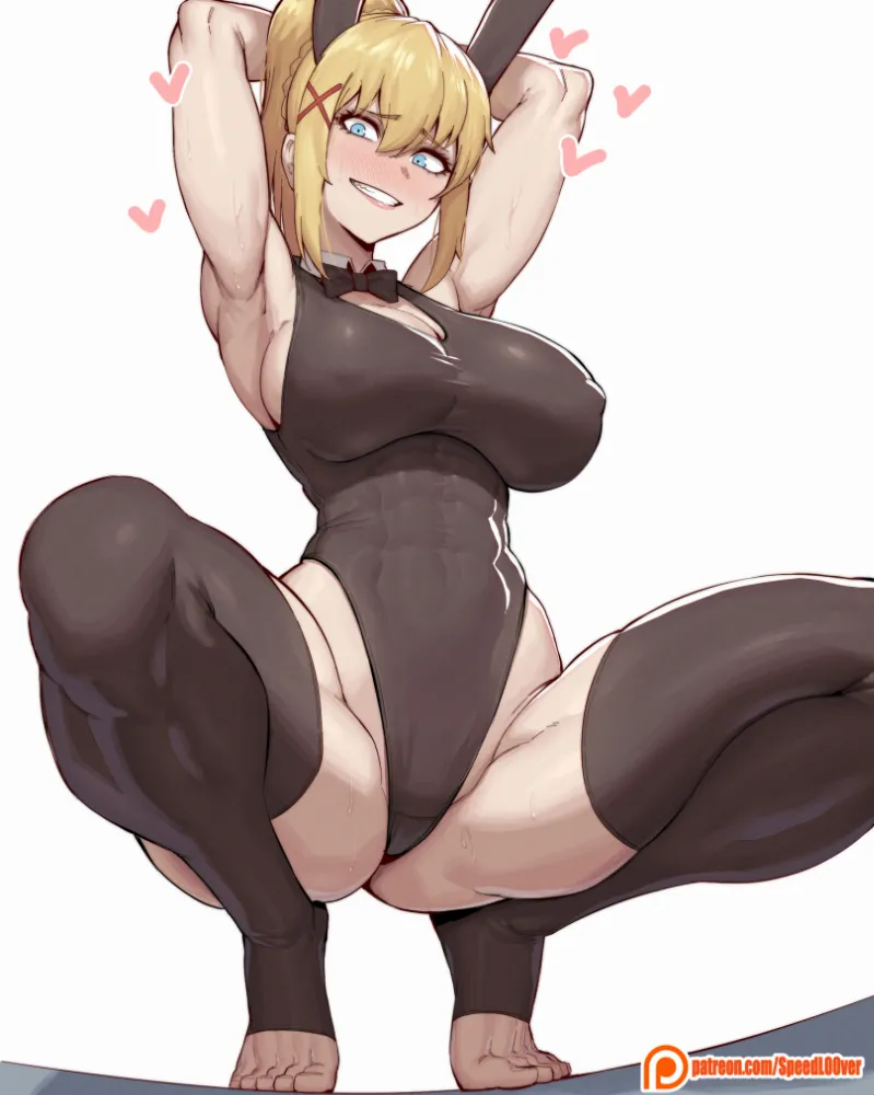 Darkness (konosuba) by SpeedL00ver. Animal Ears, Anime, anime armpits, Anime Ears, Anime Ero, Anime Ero Wet, anime mild ero, Athletic Girl, bunny girl, bunnygirl, Bunnysuit, Darkness, female muscle art, fm, gluteus maximus, konosuba, Kyonyuu, rectus abdominis (fm), sport, sport girl, Usagimimi