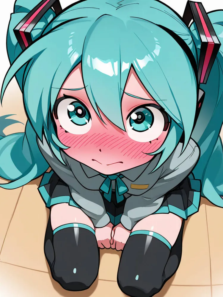 AI Hatsune Miku by Gar-D-Voir. AI, Anime, animegirl, ass, bluehair, butt, clothed, cute, digitalart, fanart, frombehind, Hatsune Miku, hatsunemiku, leggings, lookingback, lying, lyingonstomach, miku, neuralart, panties, perfectass, sexy, sexygirl, skirt, stripedpanties, thighs, vocaloid