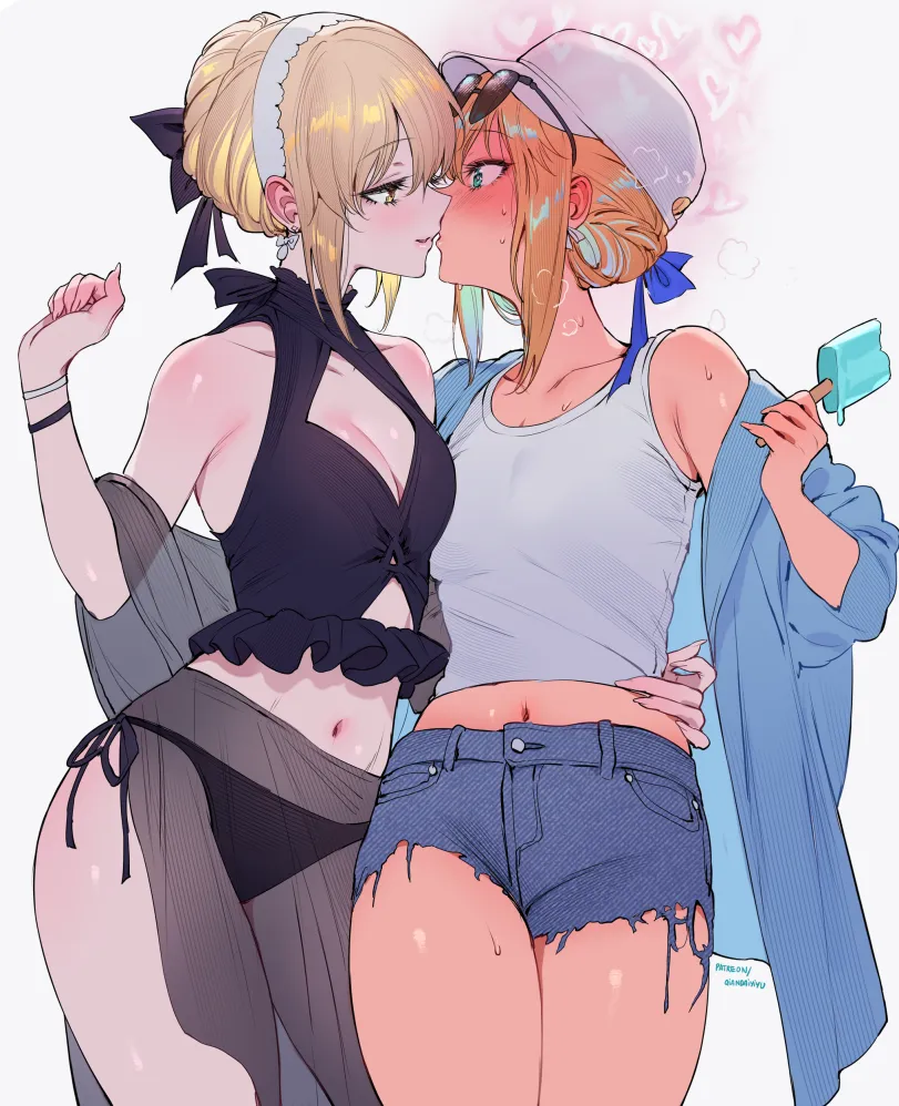Saber Alter, Saber (fate) by qiandaiyiyu. Anime, Anime Ero, Anime Ero Swim, Anime Ero Wet, Anime Ero Yuri, anime mild ero, fate, fate/stay night, Saber, Saber Alter, swimsuit