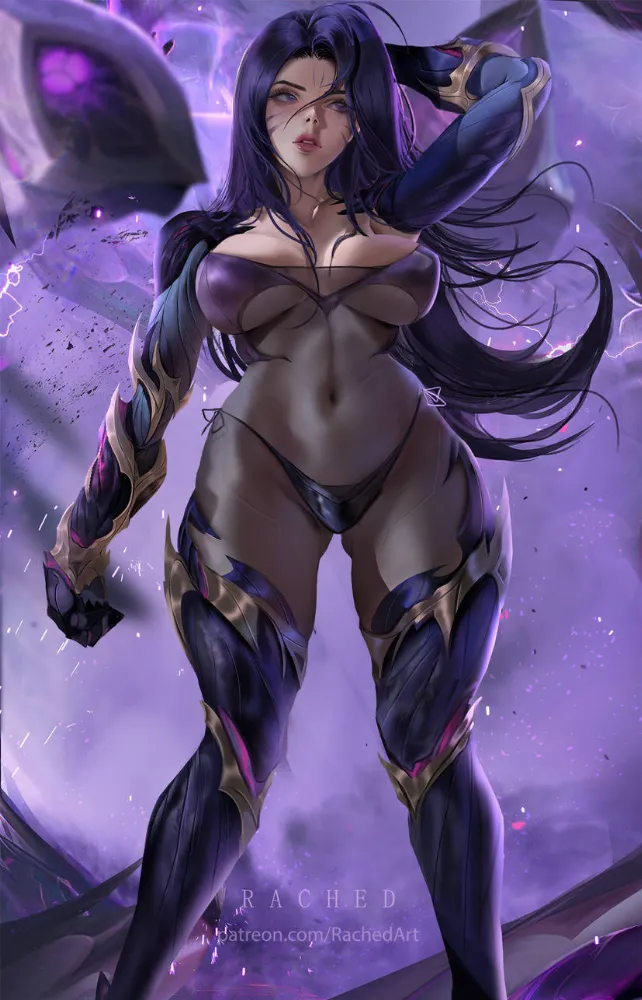 Kai&#8217;sa (league of legends) by RachedArt. bikini, fanartdigital, fanartleague, game art, Kai'sa, kaisafanart, kaisaleagueoflegends, league of legends, leagueoflegends, lol, swimsuit, thickandcurvy, thickthighs