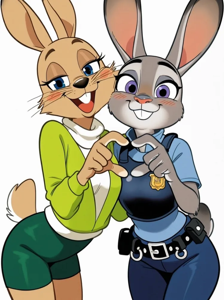 AI Judy Hopps, Nick Wilde (zootopia) by generatornaya. AI, Animal Ears, Anime Ears, anthro, anthro ero, bunny girl, bunnygirl, crossover, Judy Hopps, neuralart, Nick Wilde, Rule 63, zootopia, zootopia characters