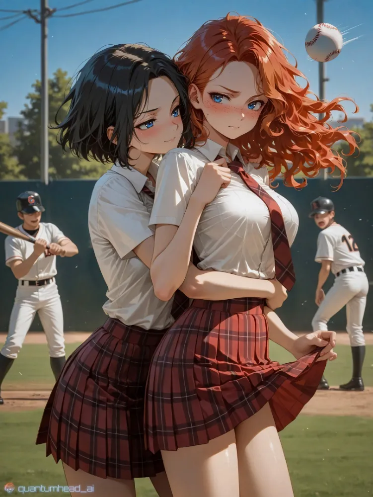 AI school girls by QuantumHeadAI. AI, neuralart, school girl