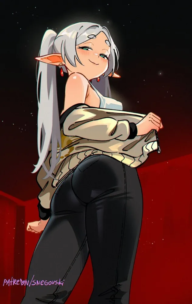 Frieren (sousou no frieren) by Snegovski. Anime, Anime Ero, anime mild ero, crossover, elf, elf girl, fantasy, Frieren, sousou no frieren