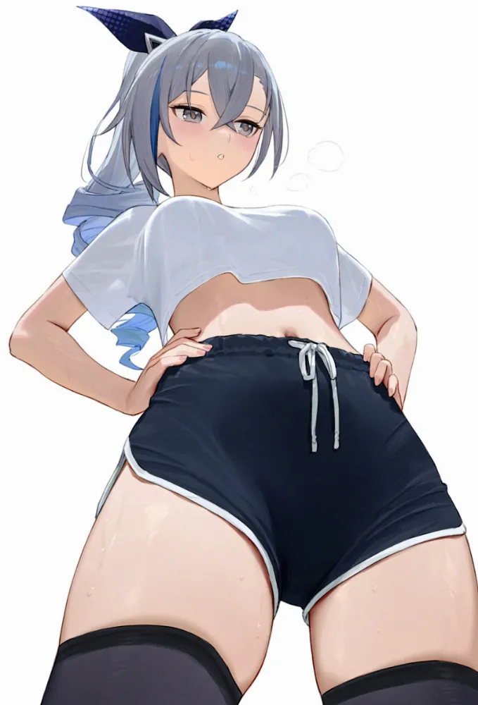 Silver Wolf (honkai star rail) by Amiki Yuzuru. anime piped running shorts, honkai star rail, Silver Wolf, sport, sport girl