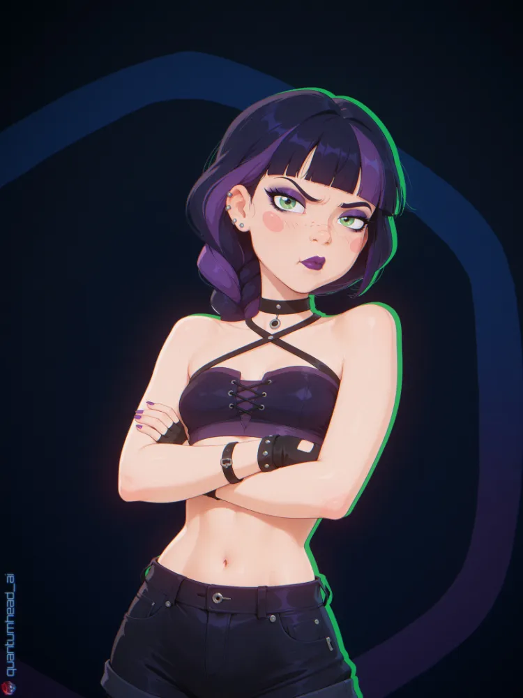AI goth girl by QuantumHeadAI. AI, al, alt girl, cartoon ero, goth girl, monster energy, neuralart
