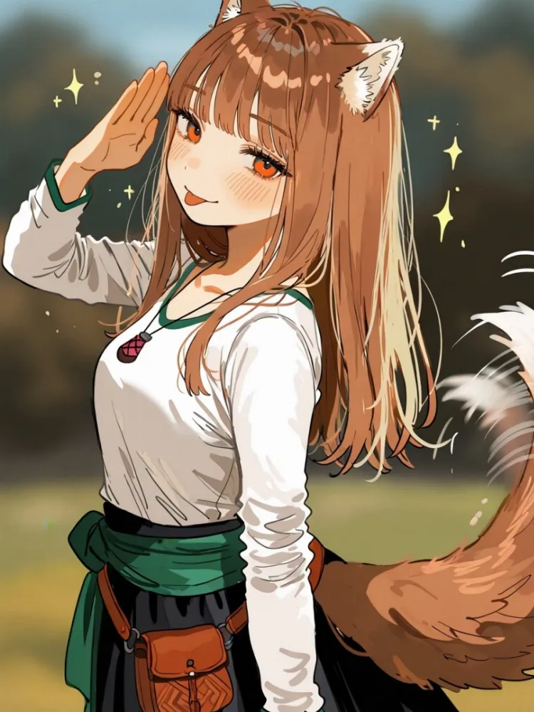 AI Horo (spice and wolf) by generatornaya. AI, Animal Ears, Anime, Anime Ears, Anime Ero, fox girl, foxgirl, Horo, neuralart, spice and wolf