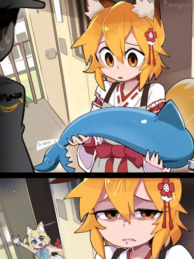 Senko (sewayaki kitsune no senko-san) by BongF. Animal Ears, Anime, Anime Ears, anime style, fox girl, foxgirl, Sameko Saba, Senko, sewayaki kitsune no senko-san, virtual youtuber, vtuber