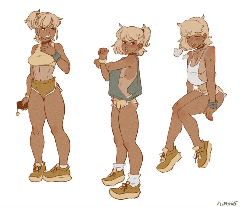 Sport girl by Klimspree. anime piped running shorts, sport, sport girl, tanline