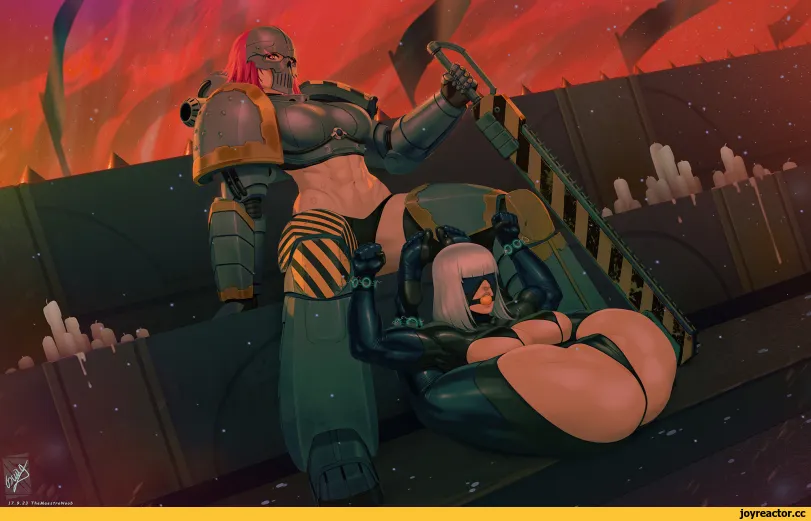 Anime art (warhammer 40000) by TheMaestroNoob. faphammer, imperial fists, imperium, iron warriors, Rule 63, space marine, warhammer 40000, wh crossover, wh other, wh r63