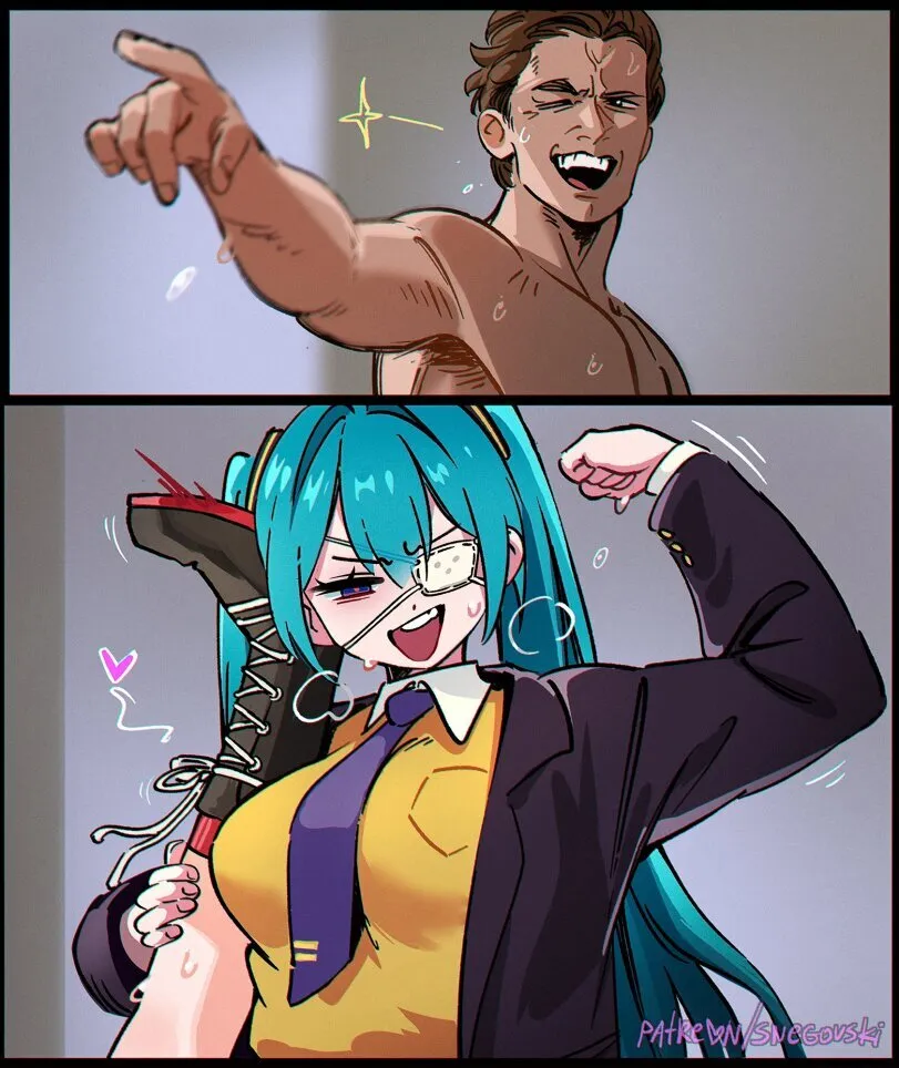 Hatsune Miku, Kasane Teto by Snegovski. american psycho, Anime, crossover, deco*27, Hatsune Miku, Kasane Teto, monitoring, utau, vocal synthesizer song, vocaloid, voice synthesizer