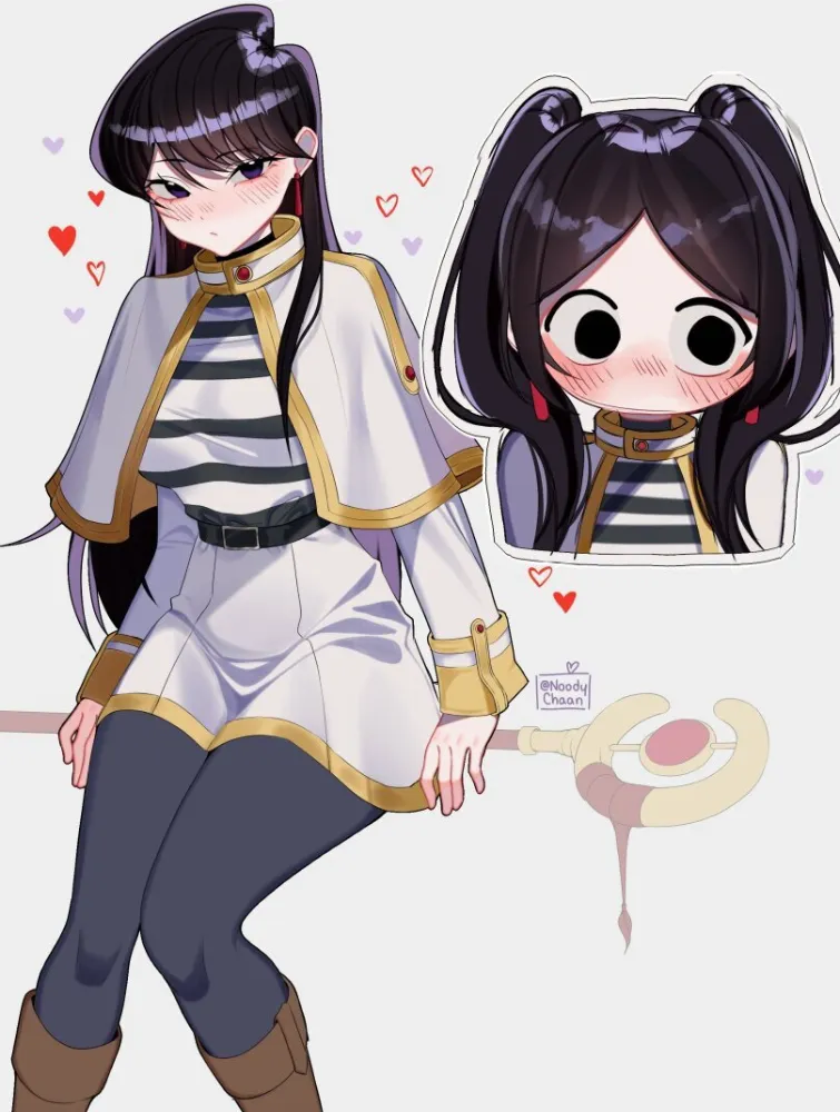 Komi Shouko, Frieren (komi-san wa comyushou desu) by NoodyChaan. Anime, crossover, fantasy, Frieren, Komi Shouko, komi-san wa comyushou desu, sousou no frieren