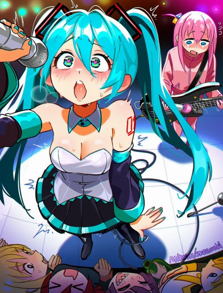 Hatsune Miku, Gotou Hitori by Snegovski. Anime, Anime Ero, bocchi the rock, crossover, Gotou Hitori, Hatsune Miku, vocaloid, voice synthesizer