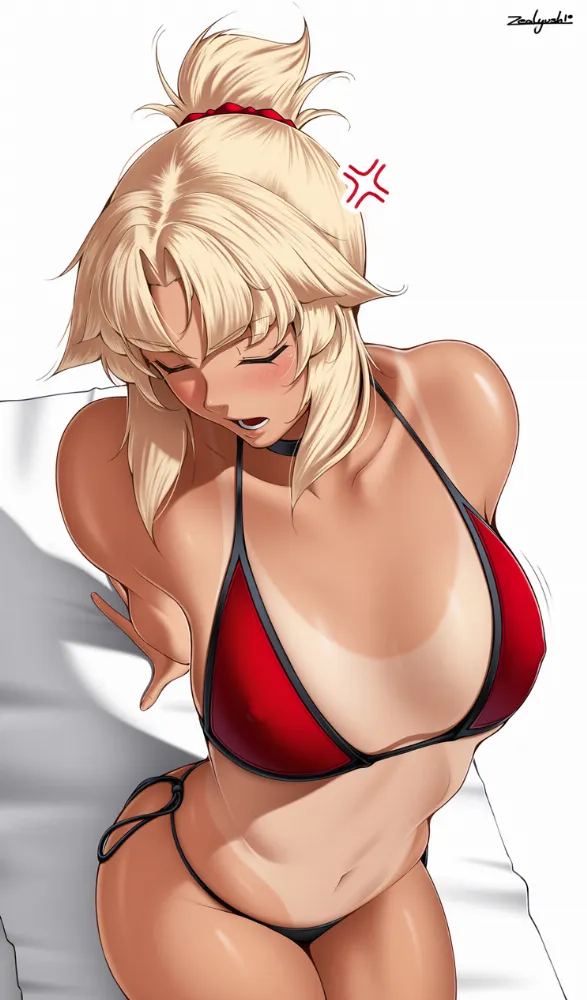 Saber Of Red (fate/apocrypha) by zealyush. Anime, Anime Ero, Anime Ero Swim, bikini, fate, fate/apocrypha, Saber Of Red, swimsuit