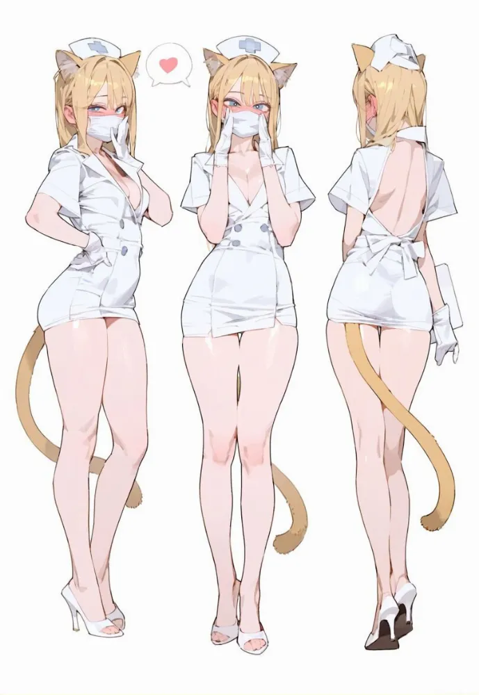 AI neko by eatsleep1111. AI, Animal Ears, Anime, Anime Art, Anime Ears, Anime Ero, anime style, cat girl, catgirl, neko, neuralart, nurse, nurse girl