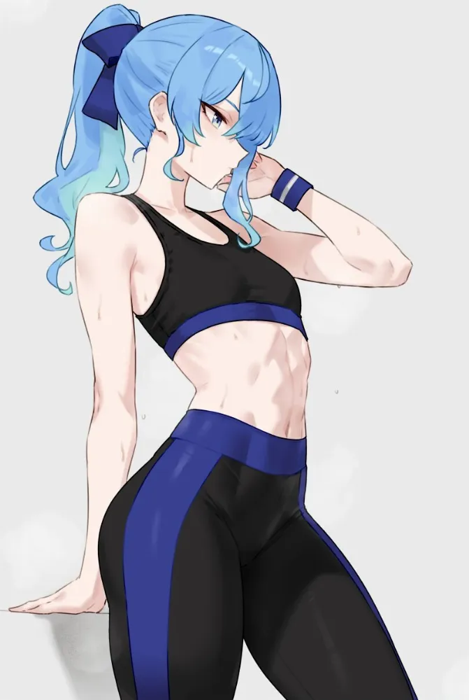 Hoshimachi Suisei (virtual youtuber) by Bluefield. hololive, Hoshimachi Suisei, sport, sport girl, virtual youtuber, vtuber