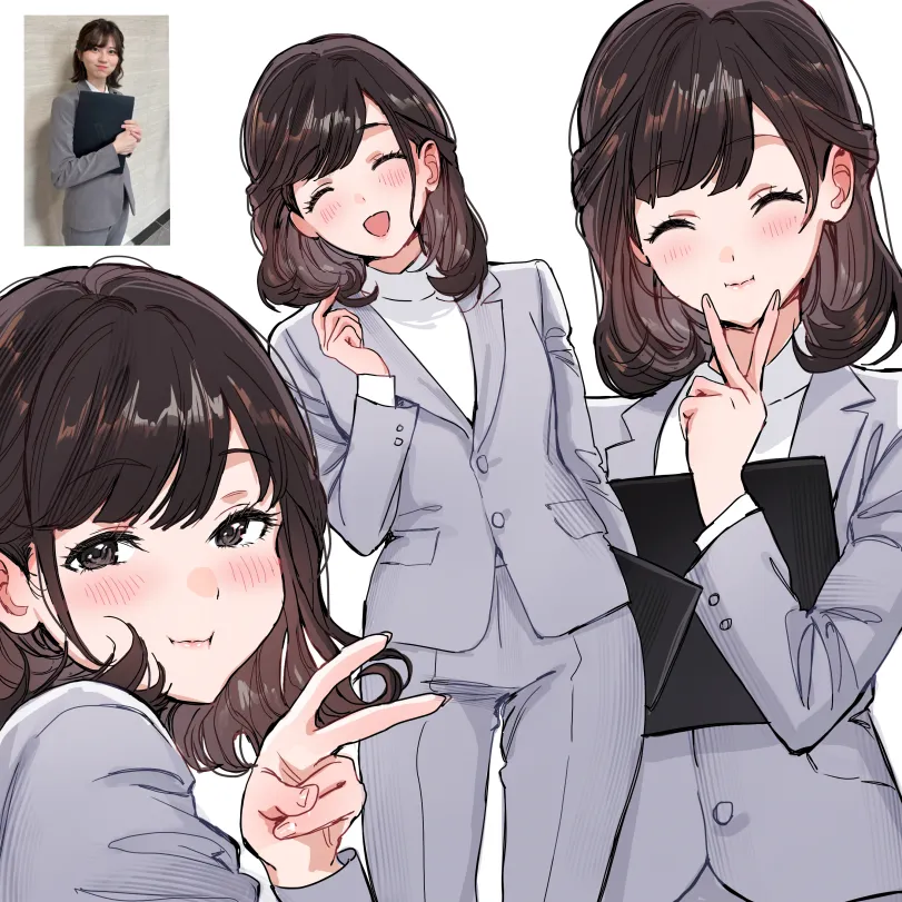 Saori Araki by qiandaiyiyu. Anime Art, anime style, office girl, office lady, Saori Araki