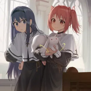 Preview of art: Akemi Homura, Kaname Madoka, Kyubey (mahou shoujo madoka magica) by goback