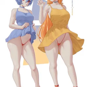Preview of art: Ayanami Rei, Asuka Langley Sohryu (Evangelion) by melowh
