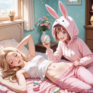 Preview of art: AI Easter bunny girl by QuantumHeadAI