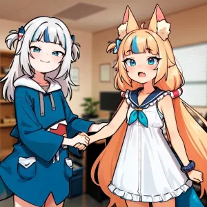 Preview of art: AI Gawr Gura, Sameko Saba (virtual youtuber) by generatornaya