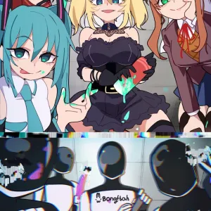 Preview of art: Mita, Hatsune Miku, Ani Ai Assistant, Monika (miside) by BongF