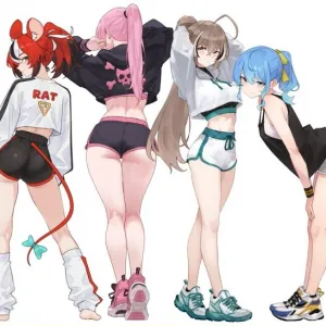 Preview of art: Hakos Baelz, Mori Calliope, Nanashi Mumei, Hoshimachi Suisei, Kubo (virtual youtuber) by Bluefield