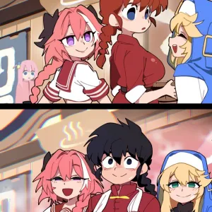 Preview of art: Ranma Saotome, Astolfo, Bridget, Gotou Hitori by BongF