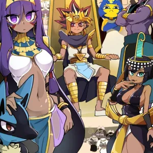 Preview of art: Anakaris, Ankha, Beerus, Eliza, Lucario, Nitocris, Yami Yugi by BongF