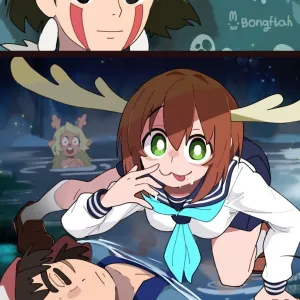 Preview of art: Ashitaka, Mononoke Hime, Noelle Holiday, Shikanoko Noko by BongF