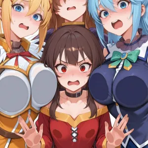 Preview of art: AI Aqua, Megumin, Darkness, Wiz (konosuba) by Heretikka